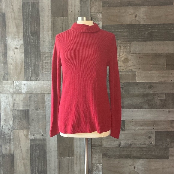 Croft & Barrow red turtleneck sweater medium classic preppy holiday party fall - Picture 6 of 11